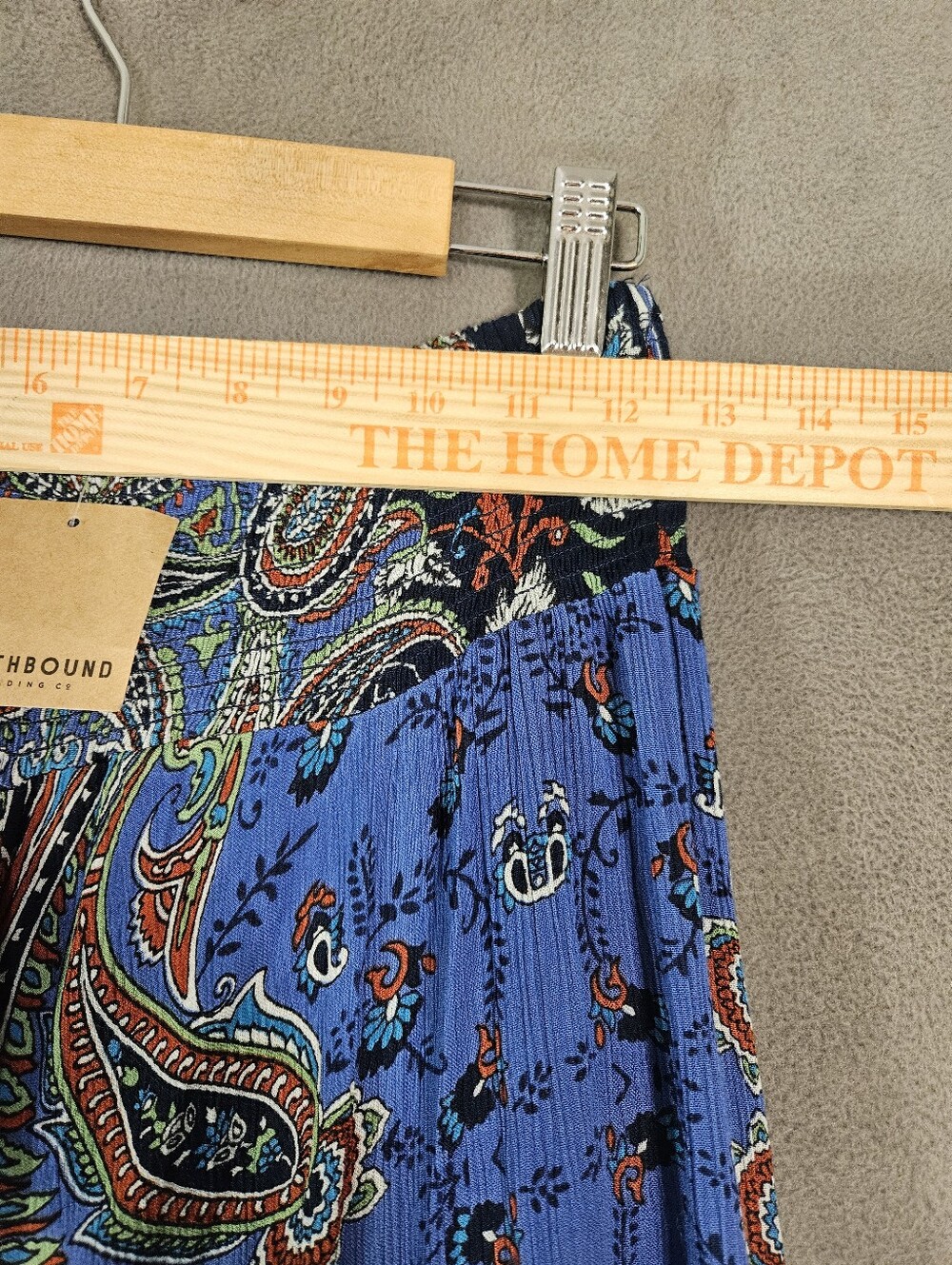 Earthbound Medium paisley handkerchief hem maxi skirt boho Lagenlook Ruched NWT - Picture 6 of 10